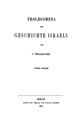 Cover image: Prolegomena zur Geschichte Israels 4th edition 9783111149974