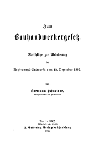 Imagen de portada: Zum Bauhandwerkergesetz 1st edition 9783111156736