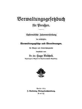 Cover image: Verwaltungsgesetzbuch für Preußen 1st edition 9783111157061