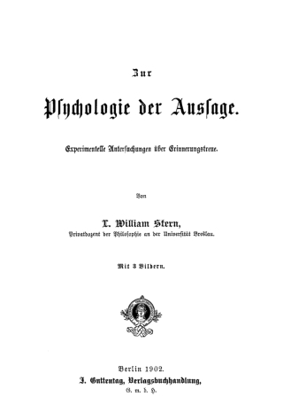 Imagen de portada: Zur Psychologie der Aussage 1st edition 9783111159331