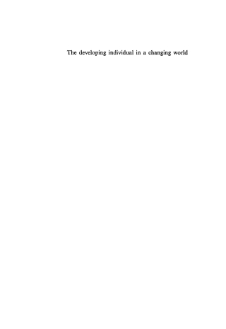 Imagen de portada: The Developing Individual in a Changing World, Vol. 2: Social and environmental issues 1st edition 9783111164403