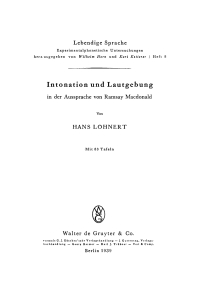 Cover image: Intonation und Lautgebung in der Aussprache von Ramsay MacDonald 1st edition 9783111167848