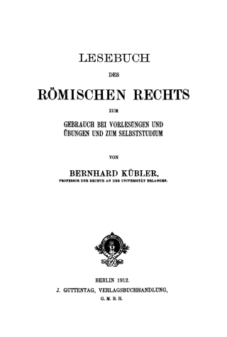 Cover image: Lesebuch des römischen Rechts 1st edition 9783111169019