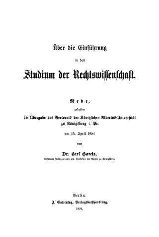 Cover image: Über die Einführung in das Studium der Rechtswissenschaft 1st edition 9783111171623
