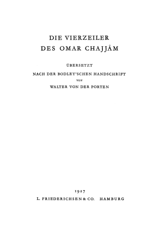 Cover image: Die Vierzeiler des Omar Chajjâm 1st edition 9783111173849