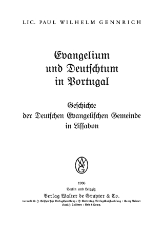 Cover image: Evangelium und Deutschtum in Portugal 1st edition 9783111178967