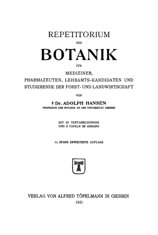 Imagen de portada: Repetitorium der Botanik 11th edition 9783111179445