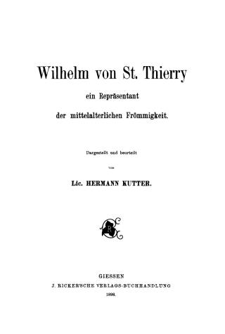 Cover image: Wilhelm von St. Thierry 1st edition 9783111181677