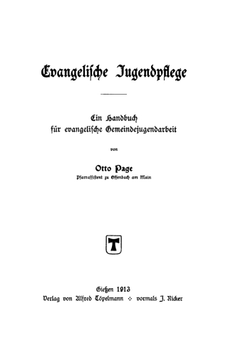 Imagen de portada: Evangelische Jugendpflege 1st edition 9783111182483