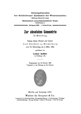 Immagine di copertina: Zur absoluten Geometrie, Mitteilung 2 1st edition 9783111188003