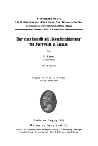 Titelbild: Über einen Granulit mit “Sekundärschieferung” von Auerswalde in Sachsen 1st edition 9783111190082