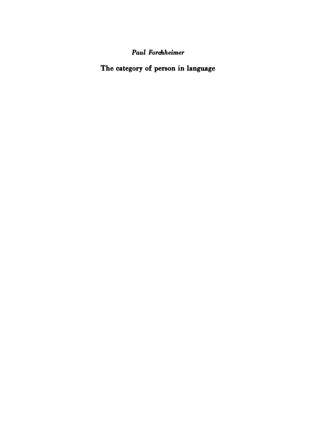 The Category of Person in Language  1st Edition eBook