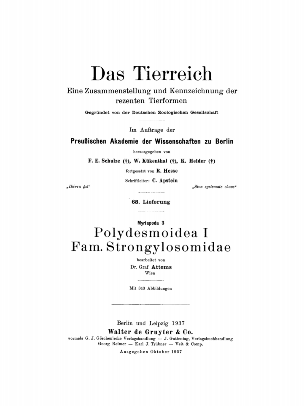 Myriapoda, 3. Polydesmoidea, 1. Fam. Strongylosomidae 1st Edition