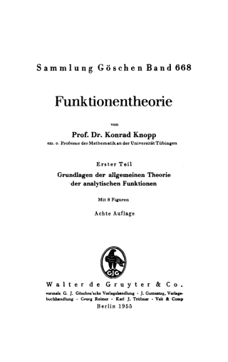 Cover image: Grundlagen der allgemeinen Theorie der analytischen Funktionen 8th edition 9783111195636