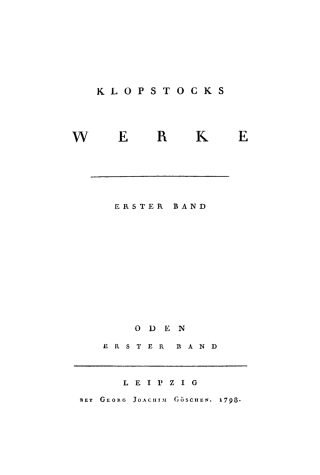 Titelbild: Friedrich Gottlieb Klopstock: Klopstocks sämmtliche Werke. Band 1 1st edition 9783111195865