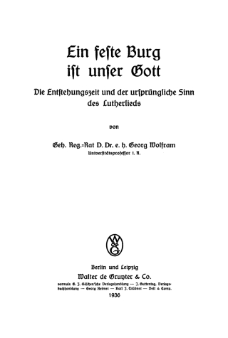 Cover image: Ein feste Burg ist unser Gott 1st edition 9783111200514