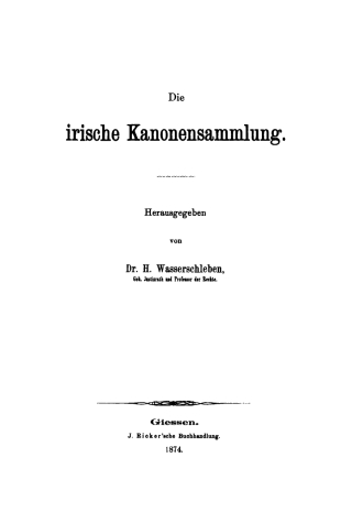 Cover image: Die irische Kanonensammlung 1st edition 9783111200934