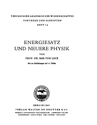 Cover image: Energiesatz und neuere Physik 1st edition 9783111204604