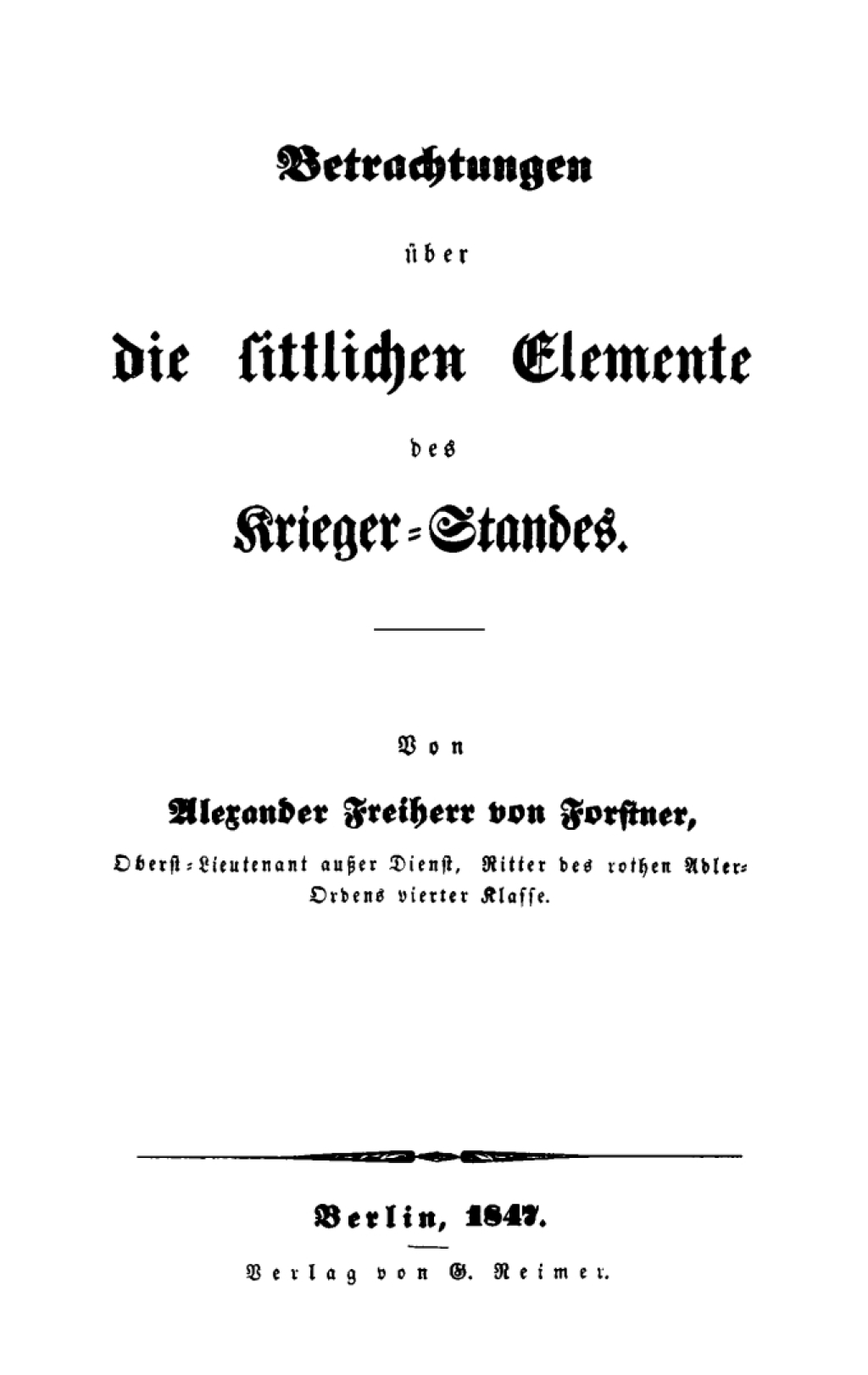 Betrachtungen über die sittlichen Elemente des Krieger-Standes 1st Edition
