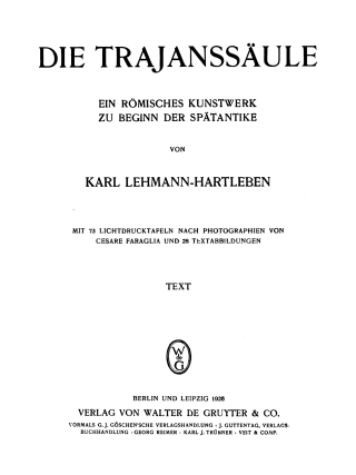 Cover image: Die Trajanssäule 1st edition 9783111210445