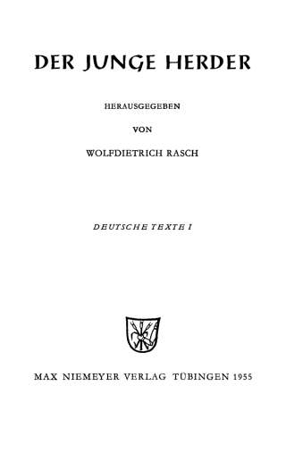 Cover image: Der junge Herder 1st edition 9783111211374