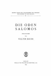 Cover image: Die Oden Salomos 1st edition 9783111215129