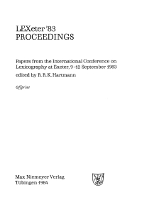 Cover image: LEXeter '83: proceedings 1st edition 9783484309012