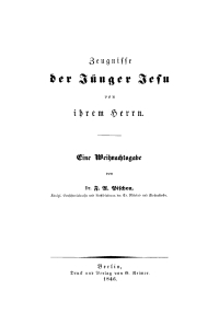 Cover image: Zeugnisse der Jünger Jesu von ihrem Herrn 1st edition 9783111222127