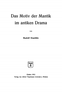 Cover image: Das Motiv der Mantik im antiken Drama 1st edition 9783111223483