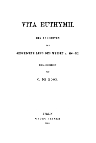 Imagen de portada: Vita Euthymii 1st edition 9783111228792