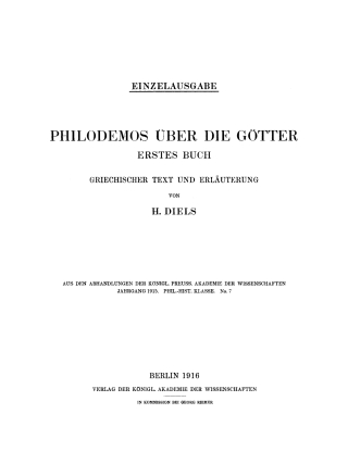 Cover image: Über die Götter 1st edition 9783111230931