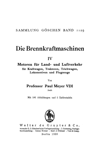 Cover image: Motoren für Land- und Luftverkehr, für Kraftwagen, Traktoren, Triebwagen, Lokomotiven und Flugzeuge 1st edition 9783111239668