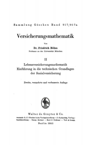 Cover image: Lebensversicherungsmathematik 2nd edition 9783111247946