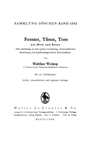 Cover image: Fenster, Türen, Tore aus Holz und Eisen 3rd edition 9783111251165