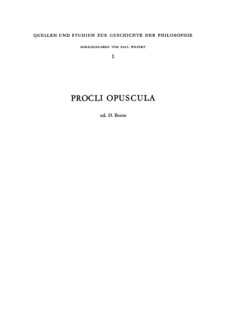 Imagen de portada: Procli Diadochi Tria opuscula 1st edition 9783111251608