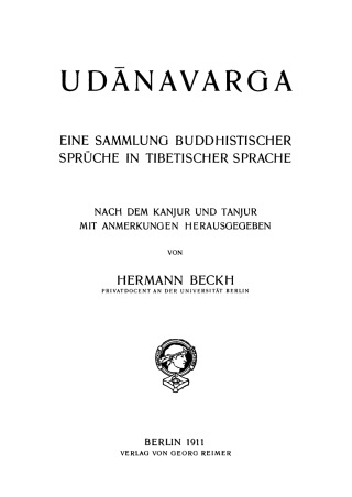 Imagen de portada: Udanavarga 1st edition 9783111258942