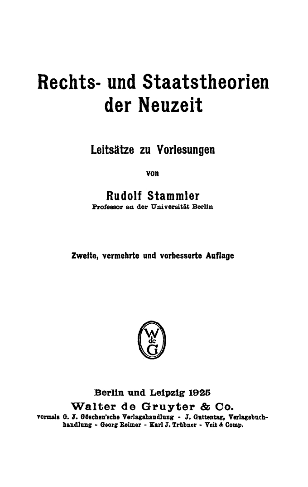 Rechts- und Staatstheorien der Neuzeit Leitsätze zu Vorlesungen 2nd Edition