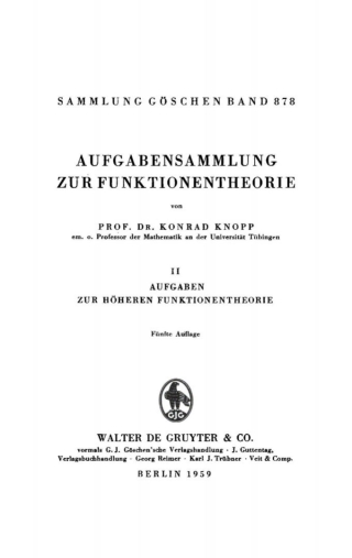 Cover image: Aufgaben zur höheren Funktionstheorie 5th edition 9783111269696