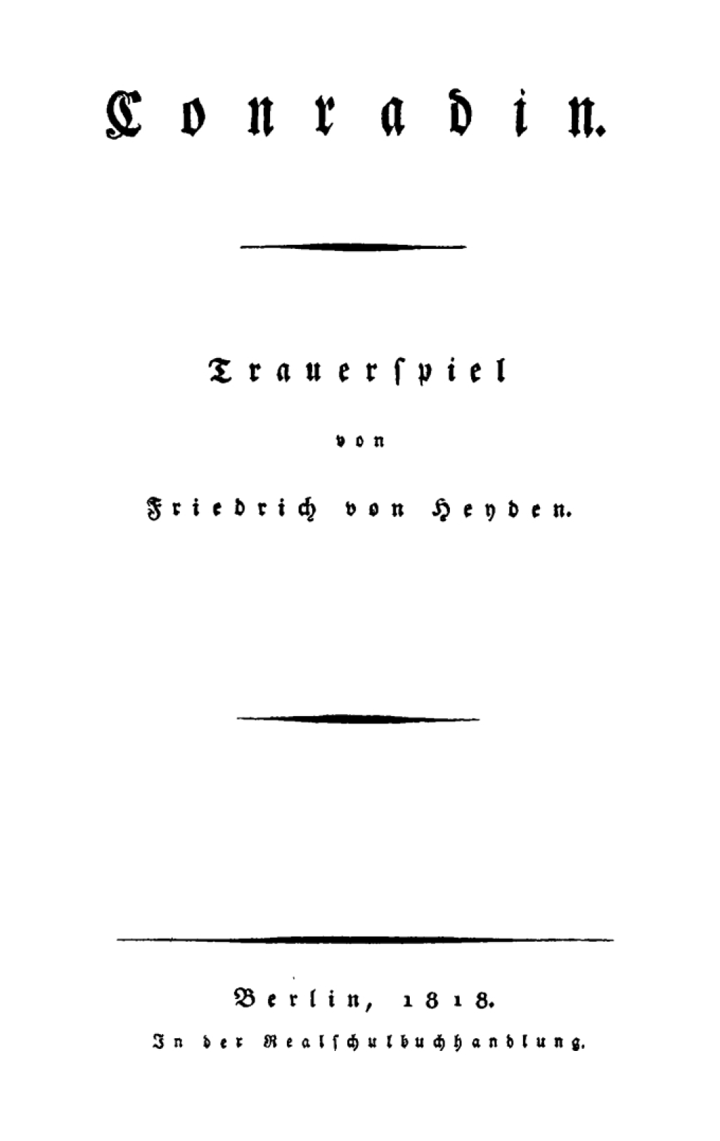 Conradin Trauerspiel 1st Edition