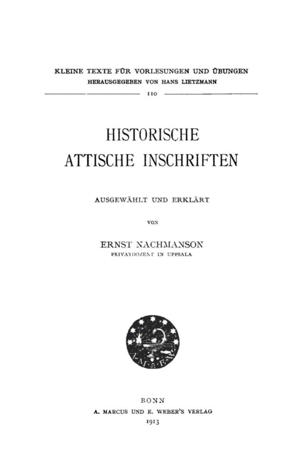 Historische attische Inschriften 1st Edition