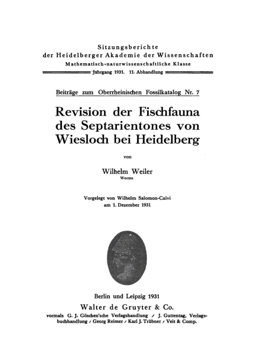 Revision der Fischfauna des Septarientones von Wiesloch bei Heidelberg 1st Edition