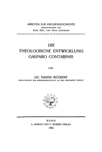 Titelbild: Die theologische Entwicklung Gasparo Contarinis 1st edition 9783111277172