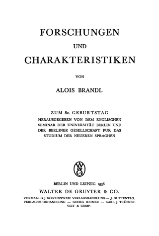 Cover image: Forschungen und Charakteristiken 1st edition 9783111278278
