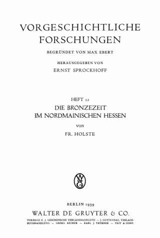 Titelbild: Die Bronzezeit im nordmainischen Hessen 1st edition 9783111279664