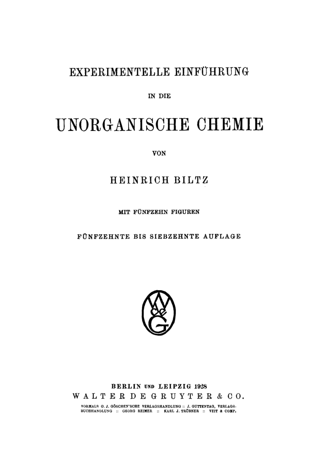 Experimentelle Einführung in die unorganische Chemie 15th Edition