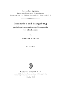 صورة الغلاف: Intonation und Lautgebung psychologisch verschiedenartiger Vortragsstücke bei Lloyd James 1st edition 9783111283968