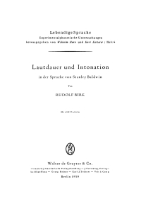 Cover image: Lautdauer und Intonation in der Sprache von Stanley Baldwin 1st edition 9783111283975