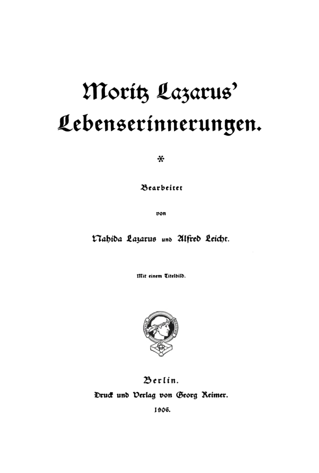 Moritz Lazarus’ Lebenserinnerungen 1st Edition