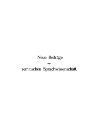 Cover image: Neue Beiträge zur semitischen Sprachwissenschaft 1st edition 9783111287683