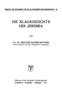 Cover image: Die Klagegedichte des Jeremia 1st edition 9783111290799